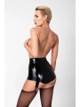 F325 Wetlook Shorts mit PVC Strumpfhaltern