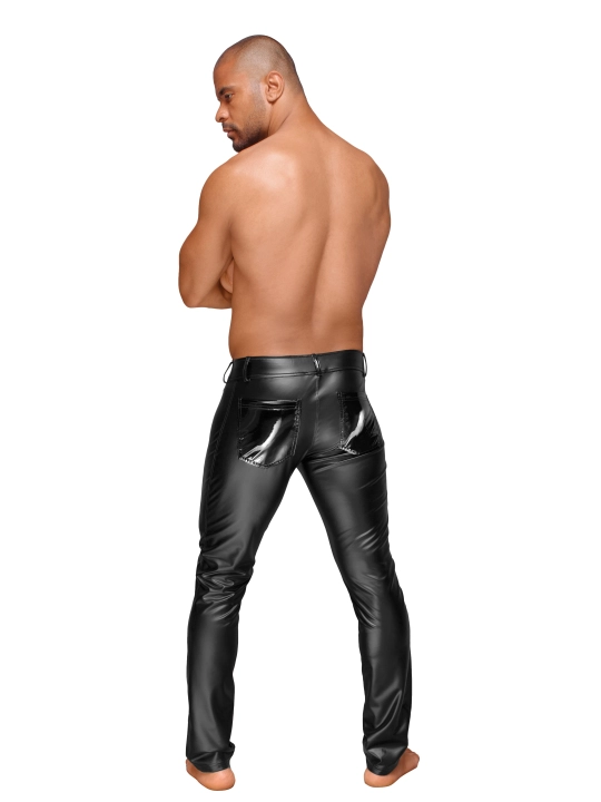 Powerwetlook Herrenhose mit Dekorativen Pvc Zierfalten und Gesäßtaschen H051 von Noir Handmade Decadence Collection