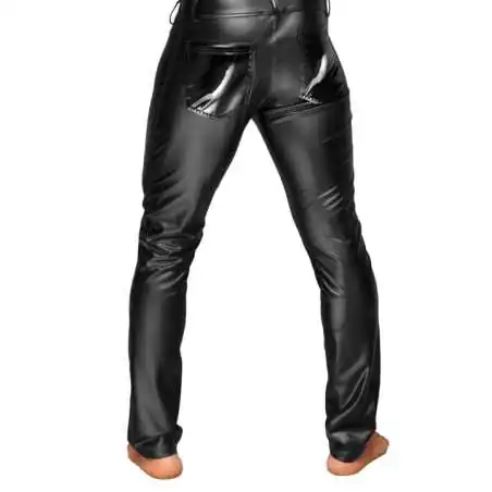 Powerwetlook Herrenhose mit Dekorativen Pvc Zierfalten und Gesäßtaschen H051 von Noir Handmade Decadence Collection