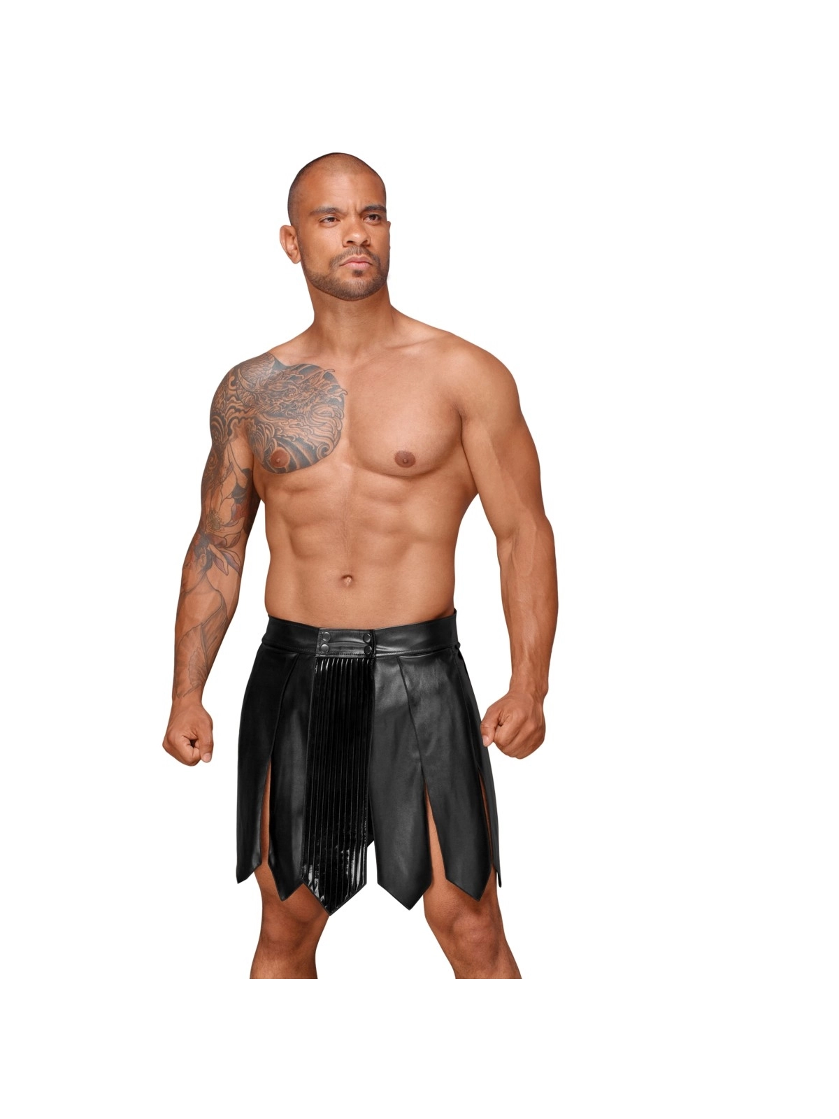 Ecoleather Gladiator Rock mit Pvc Zierfalten H053 von Noir Handmade Decadence Collection