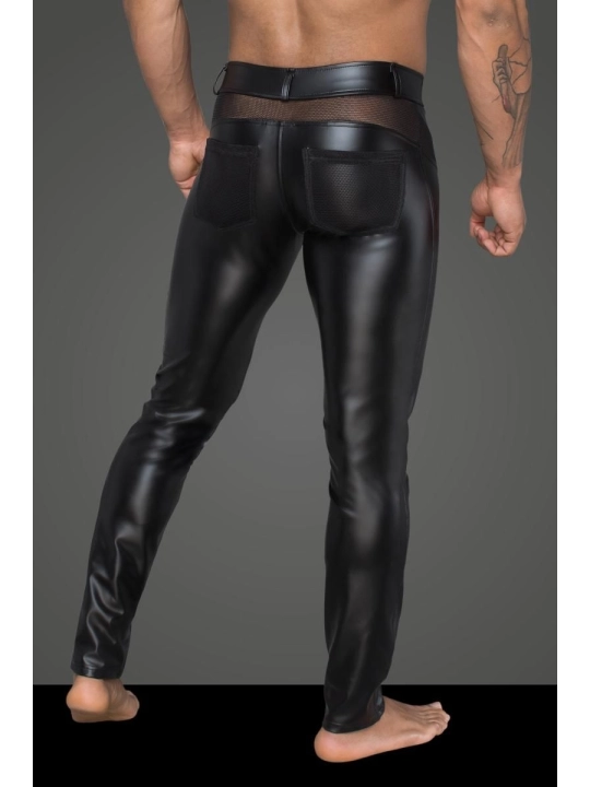 Powerwetlook-Longpants mit Einsätzen und Taschen Aus 3d-Netz H059 von Noir Handmade Rebellious Collection