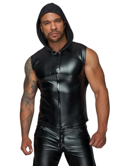 Langärmliges Powerwetlook & Pvc Shirt mit Knopfleiste H064 von Noir Handmade Missbehaved Collection