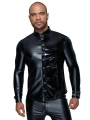 Langärmliges Powerwetlook & Pvc Shirt mit Knopfleiste H064 von Noir Handmade Missbehaved Collection