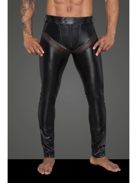 ♥ Powerwetlook-Longpants mit Einsätzen und Taschen aus 3d-Netz H059 von Noir Handmade Rebellious Collection ♥