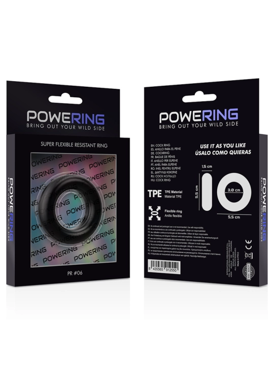 Super Flexibler und Widerstandsfähiger Penisring 5,5 cm Pr06 Schwarz von Powering