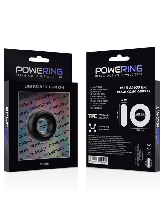 Super Flexibler und Widerstandsfähiger Penisring 3,8 cm Pr04 Schwarz von Powering