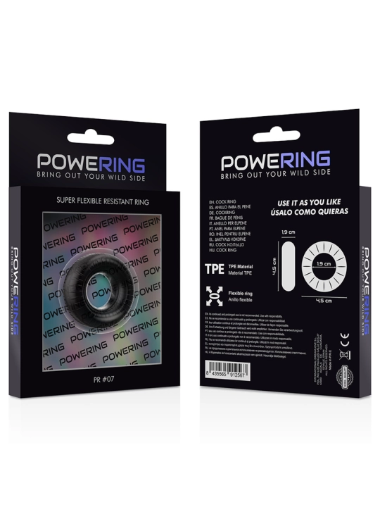 Super Flexibler und Widerstandsfähiger Penisring 4,5 cm Pr07 Schwarz von Powering