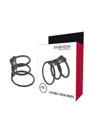 Set aus 3 Flexiblen Penisringen von Darkness Bondage