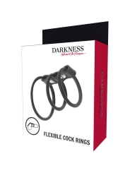 Set aus 3 Flexiblen Penisringen von Darkness Bondage