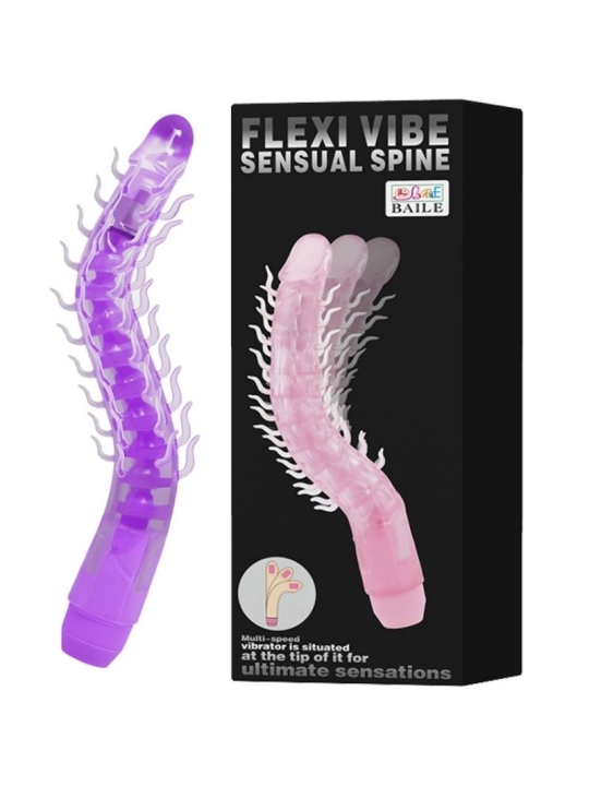 Flexi Vibe Sensual Spine Biegbarer Vibrierdildo Flieder 23.5 cm von Baile