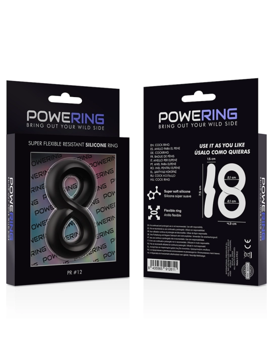 Super Flexibler und Widerstandsfähiger Penis- und Hodenring Pr12 Schwarz von Powering