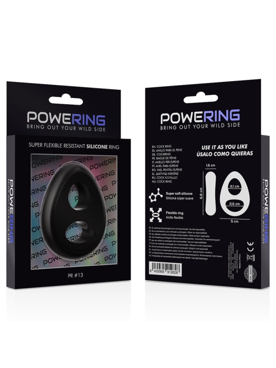 Super Flexibler und Widerstandsfähiger Penis- und Hodenring Pr13 Schwarz von Powering