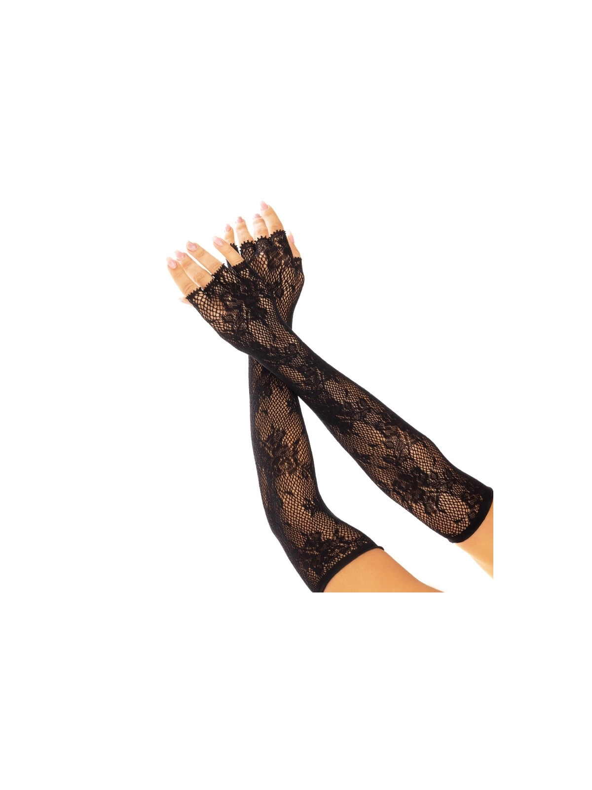 FLORAL NETWORK FINGERLOSE HANDSCHUHE SCHWARZ VON LEG AVENUE