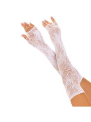 FLORAL NETWORK FINGERLOSE HANDSCHUHE WEISS ONE SIZE (S-L) VON LEG AVENUE