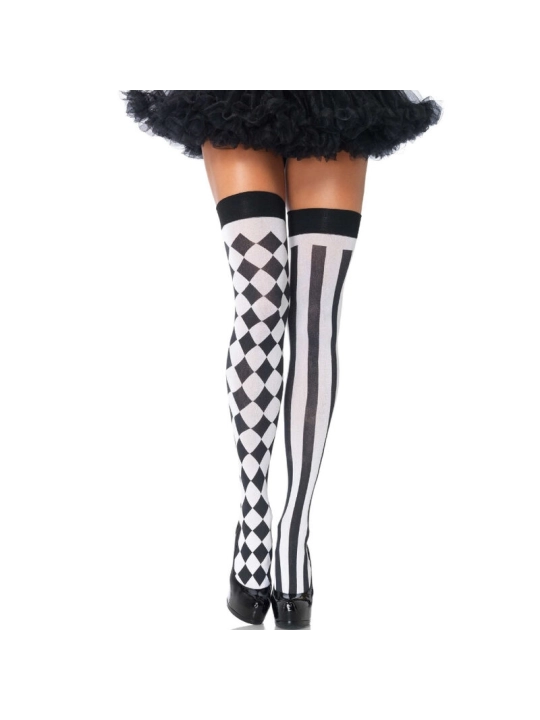 Schwarz/Weiße Arlequin Hohe Socken von Leg Avenue Hosiery