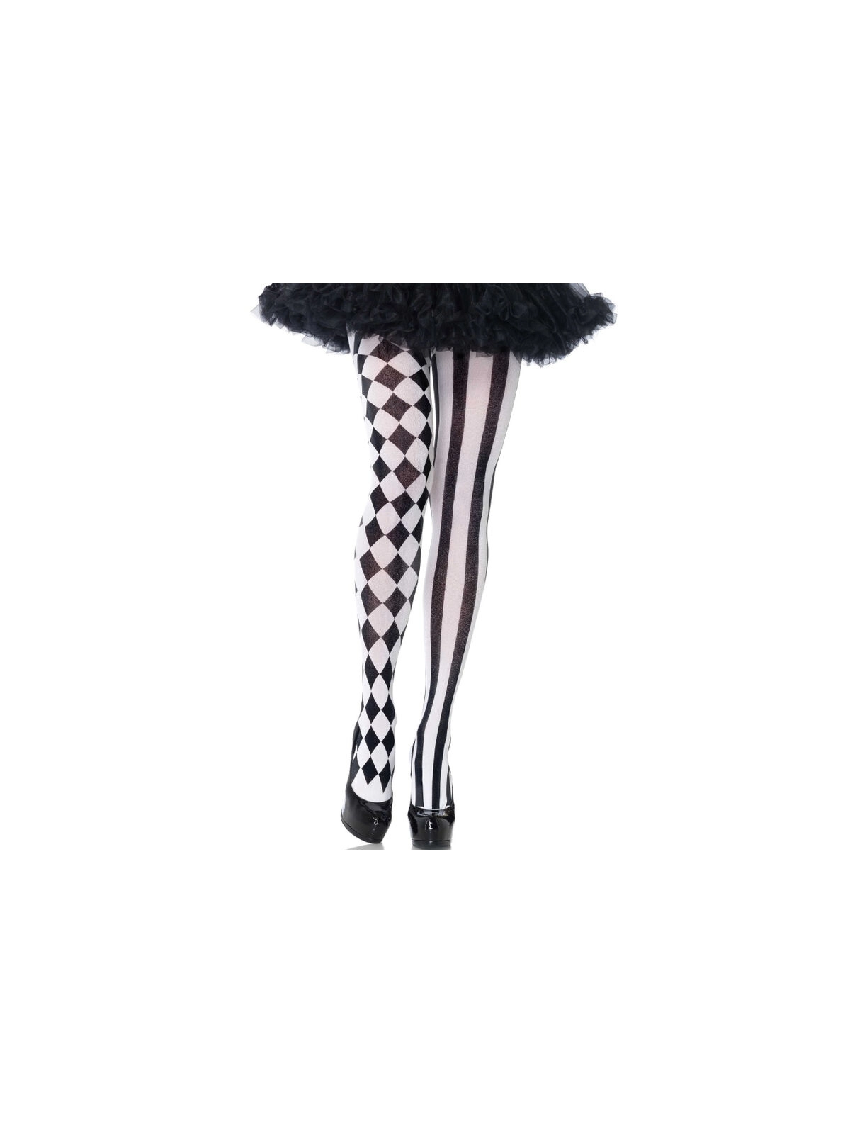 Schwarz/Weiße Harlekin-Strumpfhose von Leg Avenue Hosiery