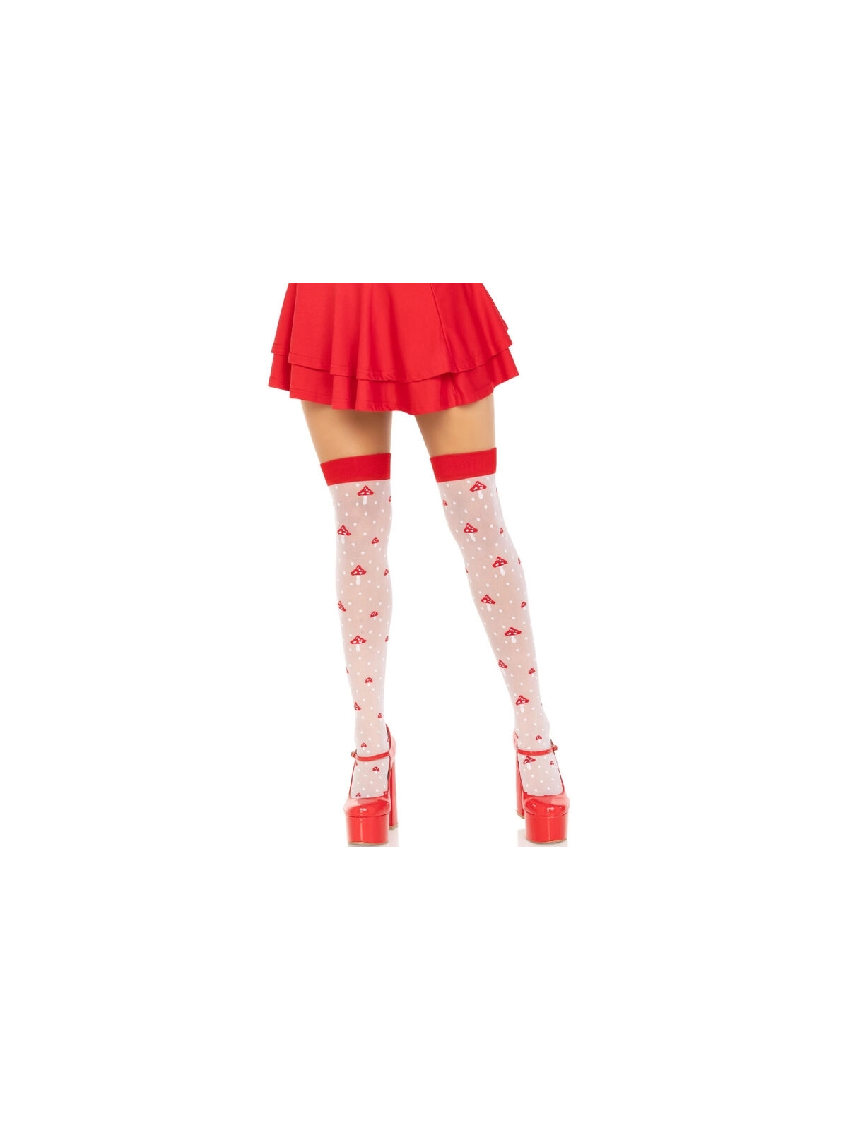 Pilz Hohe Socken Rot/Weiss von Leg Avenue Hosiery