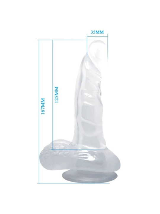 Realistischer Dildo mit Saugnapf und Hoden 16.7 cm Transparent von Baile Dildos