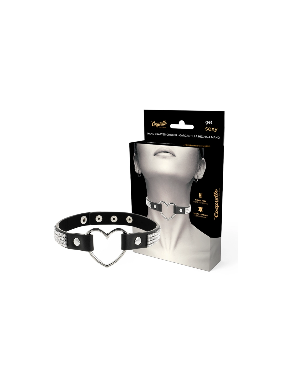 Veganes Leder-Halsband mit Herz von Coquette Accessories