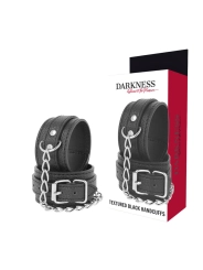 Handschellen aus Schwarzem Strukturiertem Leder von Darkness Bondage