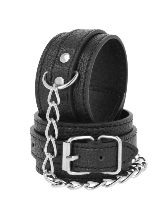 Handschellen aus Schwarzem Strukturiertem Leder von Darkness Bondage