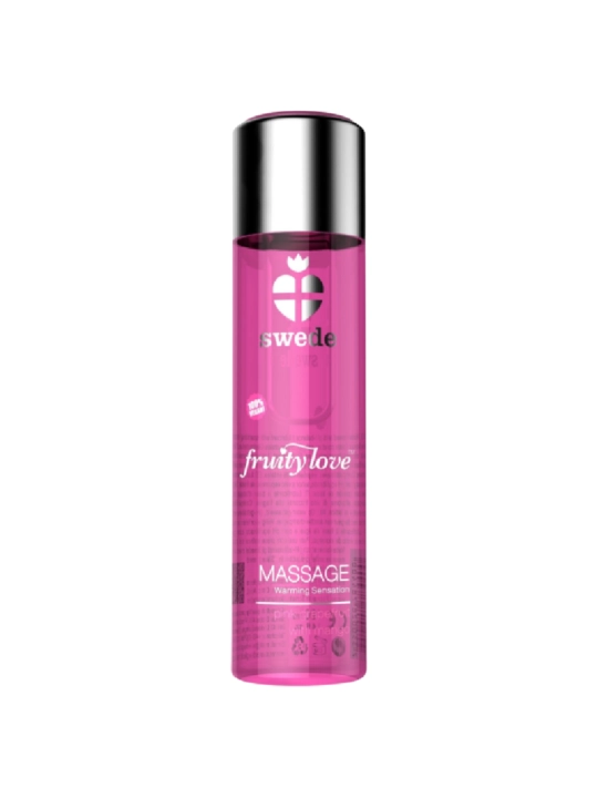 Fruity Love Massageöl mit Wärmendem Effekt Rosa Himbeere und Rhabarber 120 ml von Swede