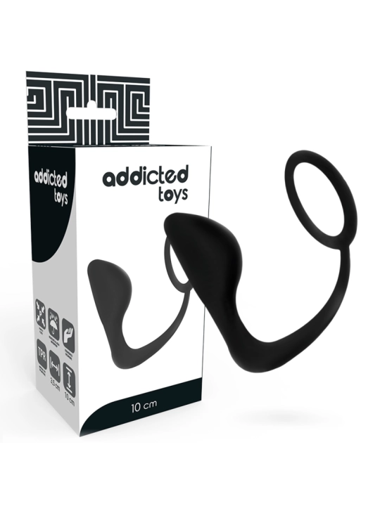 Analplug mit Schwarzem Penisring von Addicted Toys