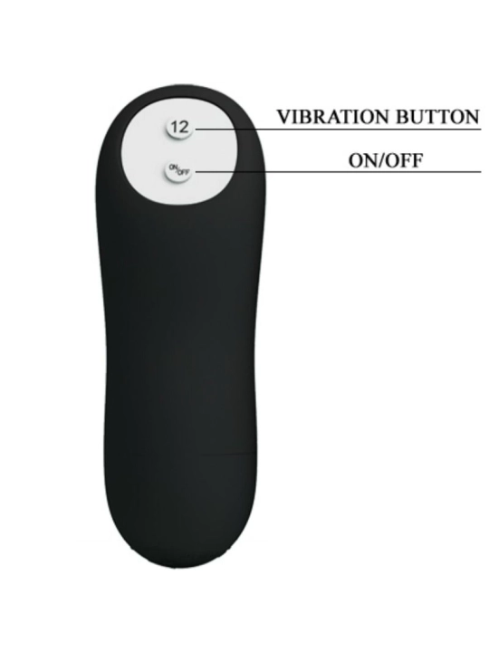 Analplug aus Silikon Extra Stimulation und 12 Vibrationsmodi Schwarz von Pretty Love Bottom