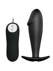 Silikon Anal Plug Penis Form und 12 Vibrationsmodi Schwarz von Pretty Love Bottom