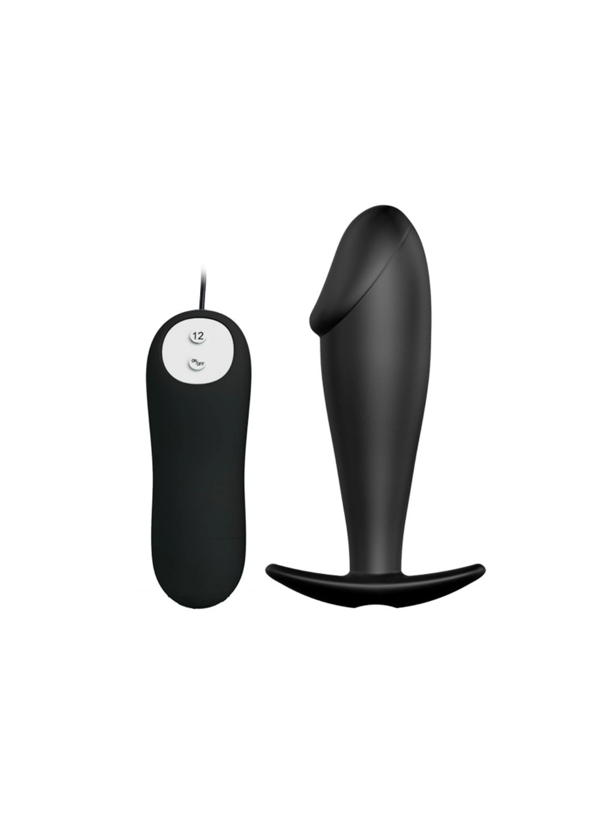 Silikon Anal Plug Penis Form und 12 Vibrationsmodi Schwarz von Pretty Love Bottom