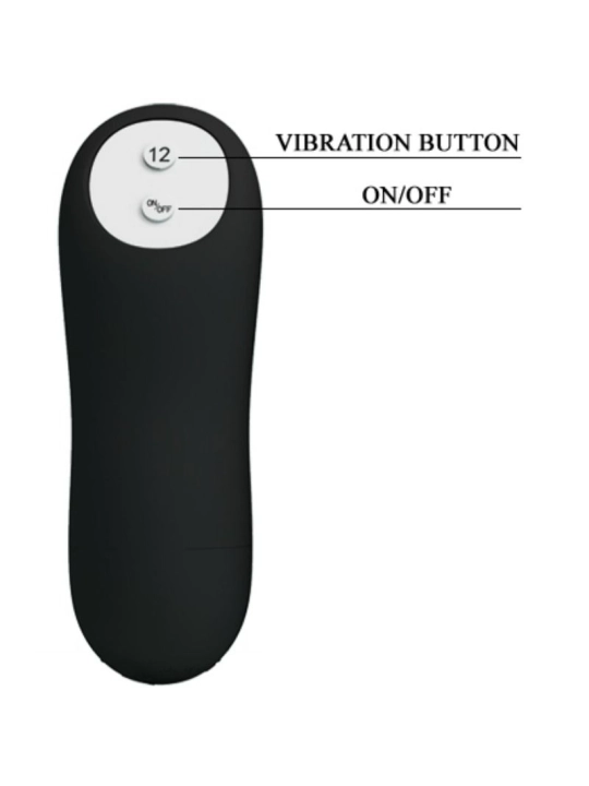 Silikon Anal Plug Penis Form und 12 Vibrationsmodi Schwarz von Pretty Love Bottom