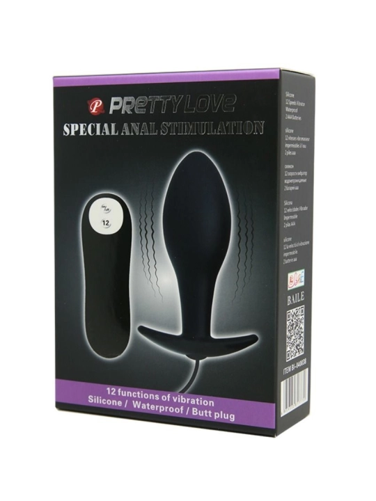 Anal Plug Ankerform Silikon 12 Vibrationsmodi Schwarz von Pretty Love Bottom