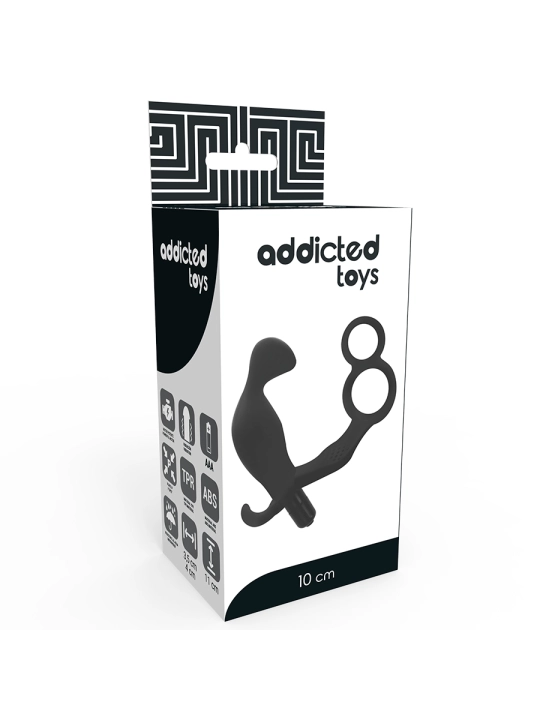 Analplug mit Doppeltem Penisring und Hoden Schwarz von Addicted Toys