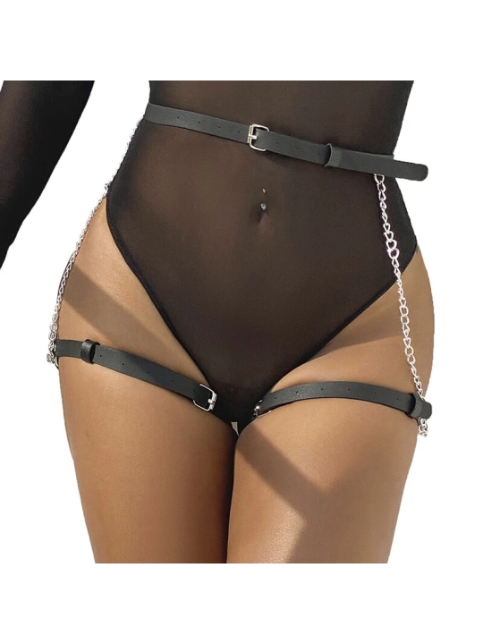 Ledergürtel Harness Schwarz One Size (S-L) von Subblime Fetish