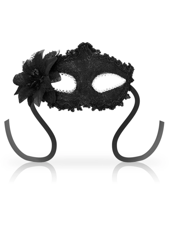 Antizaz-Masken Seitliche Blume im Venezianischen Stil - Schwarz von Ohmama Masks