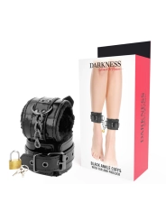 Verstellbare Handschellen aus Schwarzem Leder mit Vorhngeschloss von Darkness Bondage