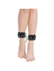 Verstellbare Handschellen aus Schwarzem Leder mit Vorhngeschloss von Darkness Bondage