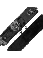 Verstellbare Handschellen aus Schwarzem Leder mit Vorhngeschloss von Darkness Bondage