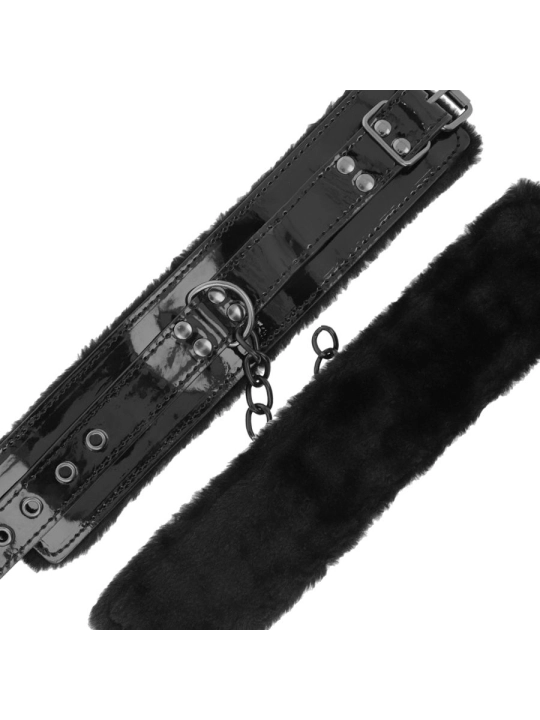 Verstellbare Handschellen aus Schwarzem Leder mit Vorhngeschloss von Darkness Bondage