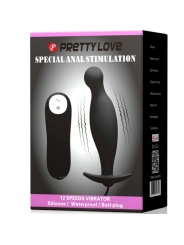 Silikon Analplug 12 Vibrationsmodi Schwarz von Pretty Love