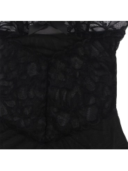 BABYDOLL MIT VERSTELLBAREN TRÄGERN UND TRANSPARENTER SPITZE MIT BLUMENDRUCK SCHWARZ VON SUBBLIME