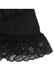 BABYDOLL MIT VERSTELLBAREN TRÄGERN UND TRANSPARENTER SPITZE MIT BLUMENDRUCK SCHWARZ VON SUBBLIME