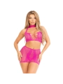 Offenes Spitzentop und -ROCK in Fuchsia von Leg Avenue Sets