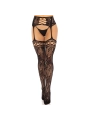 Strapstrümpfe aus Blumenspitze, Schwarz von Leg Avenue Hosiery