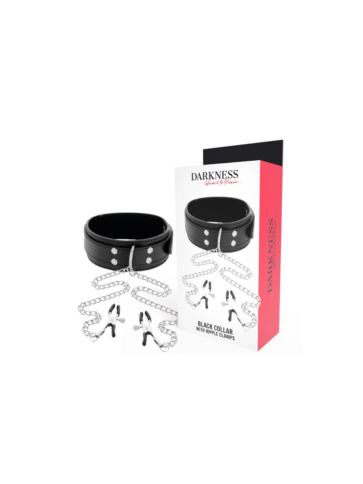 Halsband mit Nippelklammern Schwarz von Darkness Bondage