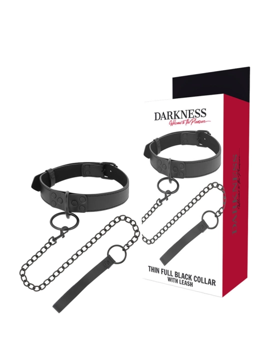 Schwarze Halskette mit Kette von Darkness Bondage