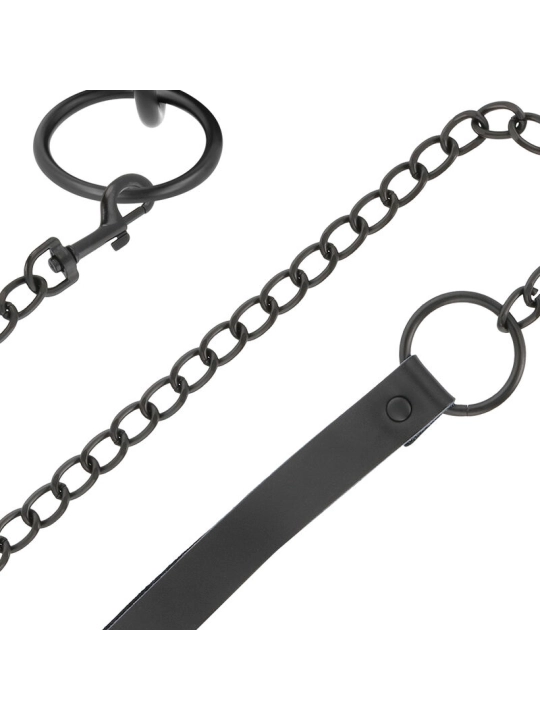 Schwarze Halskette mit Kette von Darkness Bondage