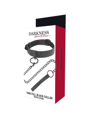 Schwarze Halskette mit Kette von Darkness Bondage