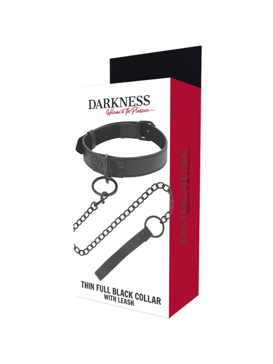 Schwarze Halskette mit Kette von Darkness Bondage