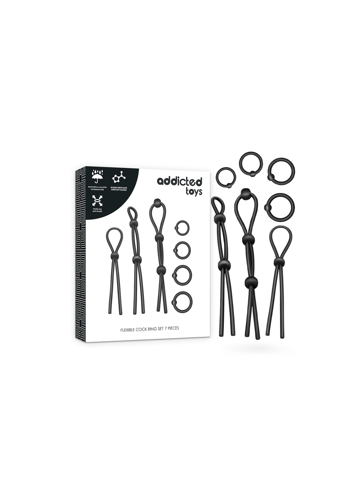 Flexibles Silikon-Cockring-Set 7-Teilig von Addicted Toys